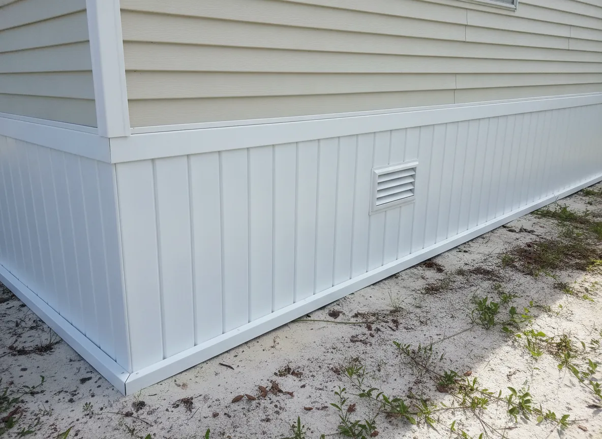 Mobile Home Skirting — representative example of the materials and finish used